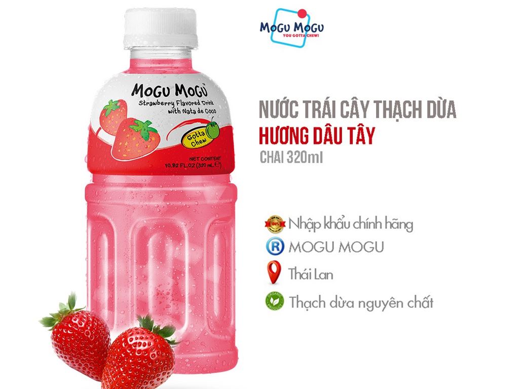 Nước hương dâu thạch dừa MOGU chai 320ml 5 - Ảnh 2
