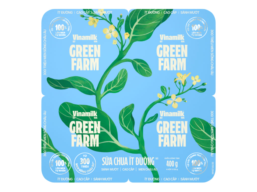 Sữa chua ăn Vinamilk Love Yogurt Green Farm ít đường hộp 100g